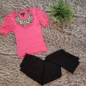 Bebe Pink Puffy Sleeved Blouse